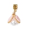 Handmade Glass Seed Beads & Glass Pearl Loom European Dangle Charms, Shell Shaped Large Hole Pendants, Golden, Misty Rose, 31mm, Hole: 5mm