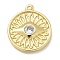 Rack Plating Brass Micro Pave Cubic Zirconia Pendants, Long-Lasting Plated, Lead Free & Cadmium Free, Flat Round with Evil Eye Charms, Real 18K Gold Plated, 16.5x14.5x2.7mm, Hole: 1.5mm