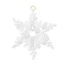 Glass Seed Beaded Snowflake Pendants, with 304 Stainless Steel Jump Ring & Glass Beads, Real 18K Gold Plated, Faceted, White, 36x33x4mm, Hole: 2.5mm