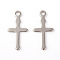 Tarnish Resistant 201 Stainless Steel Pendants, Cross, Stainless Steel Color, 24x12x1mm, Hole: 2mm