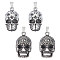 4Pcs 2 Styles Stainless Steel Pendants, Skull Charm, Antique Silver, 36x19.5~20x10~10.5mm, Hole: 9x4mm, 2pcs/style