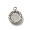 304 Stainless Steel Rhinestone Pendants, Flat Round Charms, Platinum, 12x9.5x2mm, Hole: 1.4mm