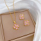 Brass Micro Pave Cubic Zirconia Pendant Necklace & Stud Earrings, Stainless Steel Chain Necklace, Golden, Clover, 400mm