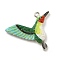Opaque Resin Pendants, Bird Charms with Platinum Tone Iron Loops, Colorful, 25x32x5mm, Hole: 2mm
