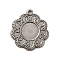 304 Stainless Steel Pendant Cabochon Settings, Flower Charm, Stainless Steel Color, 20x18.5x2mm, Hole: 1.5mm