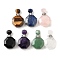 Natural Mixed Stone Perfume Bottle Pendants, with 304 Stainless Steel Findings, Faceted, Octagon Charms, Stainless Steel Color, 39~40x24~25x11~12mm, Hole: 1.8mm