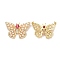 Brass Micro Pave Cubic Zirconia 2-Loop Pendants, Cadmium Free & Lead Free, with ABS Pearl, Butterfly Charms, Real 18K Gold Plated, 21.5x30.5x6mm, Hole: 1.4mm
