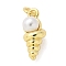 Brass Pendants, Conch, with ABS Imitation Pearl, Lead Free & Cadmium Free, with Jump Ring, Real 18K Gold Plated, 15.5x6.5x7.5mm, Hole: 3mm