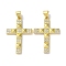 Rack Plating Brass Micro Pave Cubic Zirconia Pendants, Long-Lasting Plated, Lead Free & Cadmium Free, Cross, Real 18K Gold Plated, 29x19.5x3mm, Hole: 5.3x3.8mm