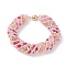 TOHO Japanese Seed & Lampwork Beaded Bracelet with Brass Magnetic Clasps, Crochet Nepal Rope Bracelet for Women, Pink, 6-1/4~7-3/4 inch(16~19.8cm)