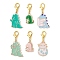Alloy Enamel Pendants Decorations, with Zinc Alloy Lobster Claw Clasps, Dinosaur, Mixed Color, 38.5~47mm
