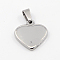 Tarnish Resistant Fashionable 304 Stainless Steel Stamping Blank Tag Pendants, Heart, Stainless Steel Color, 17x16x3mm, Hole: 3.5x6mm
