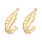 316 Surgical Stainless Steel Pendants, Shrimp Charm, Real 18K Gold Plated, 28x13x4mm, Hole: 1mm