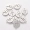 Non-Tarnish 201 Stainless Steel Charms, Flat Round with Ankh Cross, Stainless Steel Color, 14x11.7x1mm, Hole: 1.5mm