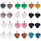 Heart Natural Gemstone Pendant Sets, with Platinum Tone Brass Findings, 20~22x20~21x5~8mm, Hole: 2x7mm