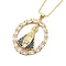 Brass Clear Cubic Zirconia Nossa Senhora Aparecida Pendant Necklaces for Women, Real 18K Gold Plated, Ring, 17.52 inch(44.5cm), Pendant: 34x27mm