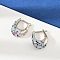 Oval Brass Micro Pave Colorful Cubic Zirconia Hoop Earrings, Cadmium Free & Lead Free, Rack Plating, Long-Lasting Plated, Platinum, 17x6.5x14mm