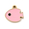 304 Stainless Steel Charms, with Enamel, Fish Charms, Pink, 10x10.5x1.5mm, Hole: 1.1mm