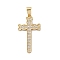 Brass Micro Micro Pave Clear Cubic Zirconia Pendants, Cadmium Free & Nickel Free & Lead Free, Cross, Real 18K Gold Plated, 31.5x17.5x1.8mm, Hole: 5x3.5mm