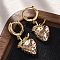 Brass Micro Pave Cubic Zirconia Hoop Earrings, Lead Free & Cadmium Free, Long-Lasting Plated, Rack Plating, Strawberry, Real 18K Gold Plated, 38x18mm