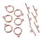 Tibetan Style Toggle Clasps, Flat Round, Cadmium Free & Nickel Free & Lead Free, Rose Gold, Flat Round: 15x2mm, Hole: 2mm, Bar: 21mm, Hole: 2mm