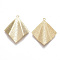 Brass Textured Pendants, Crinkle, Rhombus, Nickel Free, Real 18K Gold Plated, 32x26.5x3mm, Hole: 1.5mm