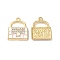 Alloy Enamel Pendants, with Glass Rhinestone, Cadmium Free & Nickel Free & Lead Free, Golden, Handbag Charm, Pink, 19.5x16.5x3.5mm, Hole: 1.8mm