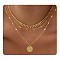 3Pcs Brass Disc Pendant 3 Layer Necklaces for Women, Golden, 15.75~19.69 inch(40~50cm)