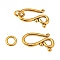 Tibetan Style Hook and Eye Clasps, Antique Golden, Lead Free, Cadmium Free and Nickel Free, Hook: 12x20.5mm, Eye: 7.5mm, Hole: 5mm