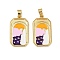 Brass Enamel Pendants, Long-Lasting Plated, Lead Free & Cadmium Free, Rack Plating, Golden, Rectangle with Cloud Charms, Colorful, 27.5x16x2.5mm, Hole: 5.5x3mm