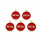 Mother's Day Alloy Enamel Charms, Cadmium Free & Lead Free, Light Gold, Flat Round with Mom, FireBrick, 14.5x12x2mm, Hole: 1.4mm