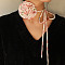 Flower Pattern Fabric Rose Tie Choker Necklaces for Women, Adjustable Jewelry for Birthday Wedding Party, Pink, 56.69~56.89inch(144~144.5cm), 6mm