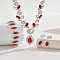Horse Eye Brass Rhinestone Cup Chains Pendant Necklaces & Bracelets & Stud Dangle Earrings Sets, Red, Bracelet: 7.09 inch(180mm)