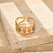 304 Stainless Stee Enamel Open Cuff Rings, Real 18K Gold Plated, Colorful, 10mm, Adjustable