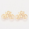 Brass Charms, Nickel Free, Real 18K Gold Plated, Bicycle, Golden, 9x13x1.5mm, Hole: 1mm