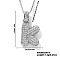 Elegant Brass Micro Pave Clear Cubic Zirconia 3D Initial Necklaces, Perfect Gift for Her, Platinum, Letter K, 15.75 inch(40cm)