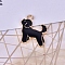 Alloy Enamel Pendants, Light Gold, Dog, Black, 19x16x2mm, Hole: 2mm