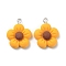 Resin Pendants, with Platinum Iron Peg Bail, Flower, Yellow, 25x20.5x7mm, Hole: 2mm