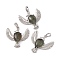 Natural Labradorite Pendants, Bird Charms, with Platinum Tone Brass Findings, Cadmium Free & Nickel Free & Lead Free, 36~37x37.5~38.5x9~9.5mm, Hole: 7.5x5mm