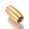 304 Stainless Steel Magnetic Clasps with Glue-in Ends, Ion Plating (IP), Matte, Oval, Real 18K Gold Plated, 14x8mm, Hole: 5mm
