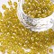 Round Glass Seed Beads, Transparent Colours Rainbow, Round, Yellow, 4mm