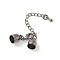 Brass Chain Extender, with Cord Ends and Lobster Claw Clasps, Gunmetal, 33mm, Hole: 4.5mm, Cord End: 6x9mm