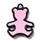 Spray Painted Alloy Pendants, Pink, Bear, 20.5x16.5x2.8mm, Hole: 1.6mm