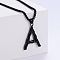Stylish Stainless Steel Initial Pendant Necklaces, Black, Letter A