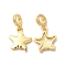 Rack Plating Brass Star European Dangle Charms, Large Hole Pendants, Cadmium Free & Lead Free, Real 18K Gold Plated, 26mm, Star: 16x14x3mm, Hole: 5mm