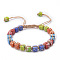 Adjustable Unisex Synthetic Imperial Jasper Cube Braided Bead Bracelets, Colorful
