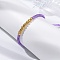 Polyester Cord Braided Bead Bracelets for Women, with Brass Beads, Long-Lasting Plated, Slate Blue, Inner Diameter: 1-7/8~2-5/8 inch(4.8~6.6cm)