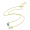 Brass Micro Pave Clear Cubic Zirconia Pendant Necklaces, with Glass, Cadmium Free & Lead Free, Flower, Deep Sky Blue, 16.61 inch(422mm)