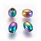 Ion Plating(IP) 304 Stainless Steel Beads, Oval, Rainbow Color, 7x6mm, Hole: 2.7mm