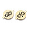 201 Stainless Steel Enamel Links connectors, for Valentine's Day, Flat Round with Heart & Infinite, Black, Golden, 16x21x1mm, Hole: 1.4mm